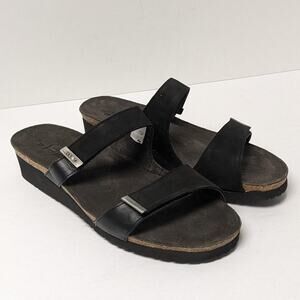 Naot Jacey Slide Sandal, Black Leather, Women's EU 42 (US 11) Wide